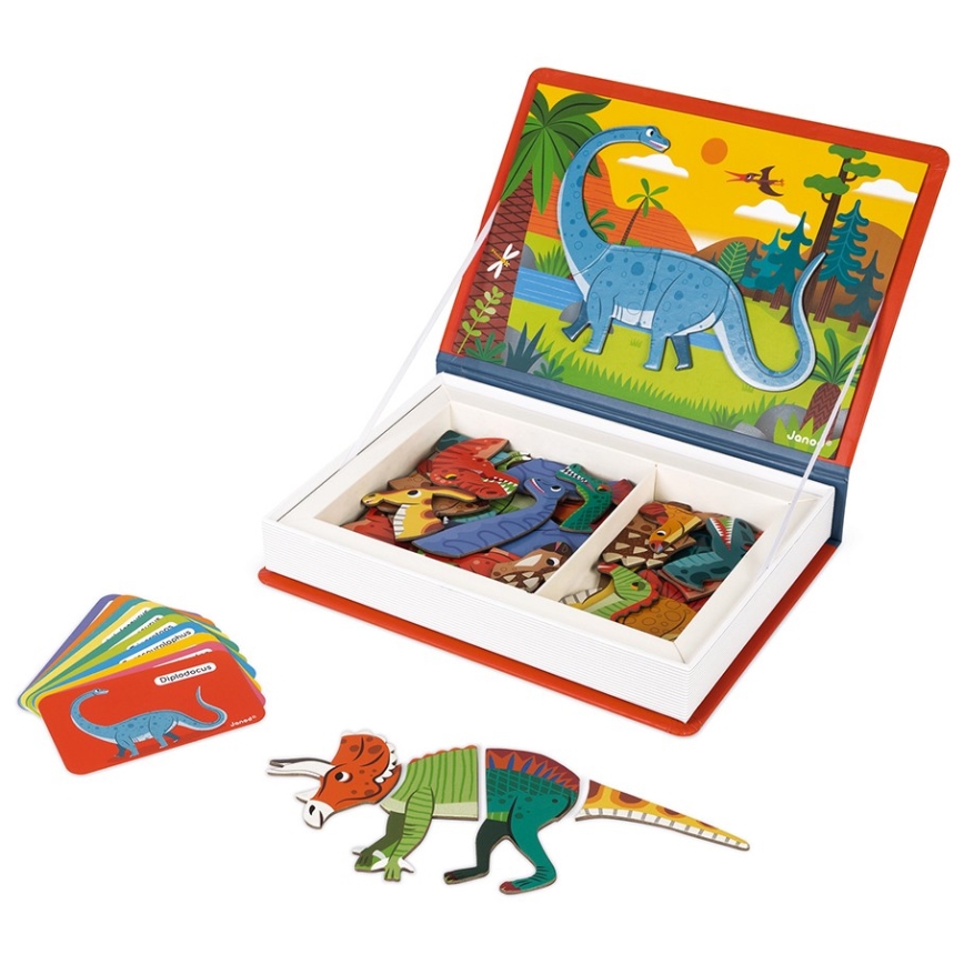Janod - Magnetički interaktivni set MAGNETIBOOK dinosauri