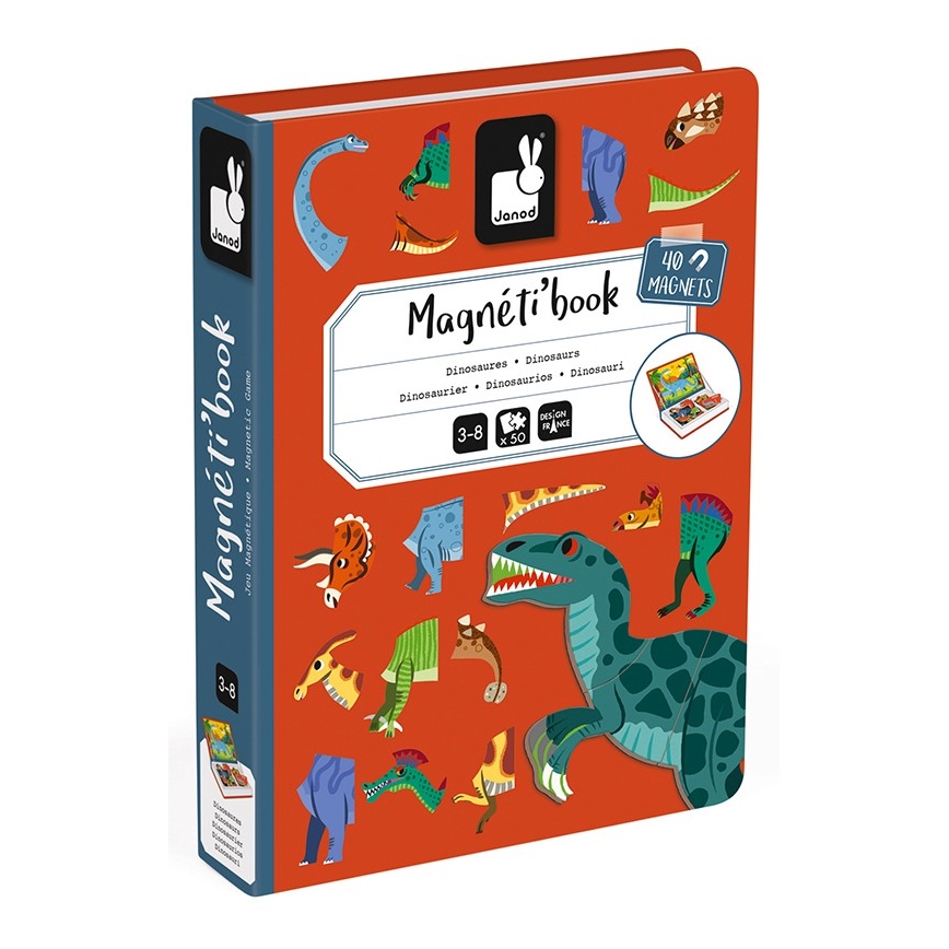 Janod - Magnetički interaktivni set MAGNETIBOOK dinosauri