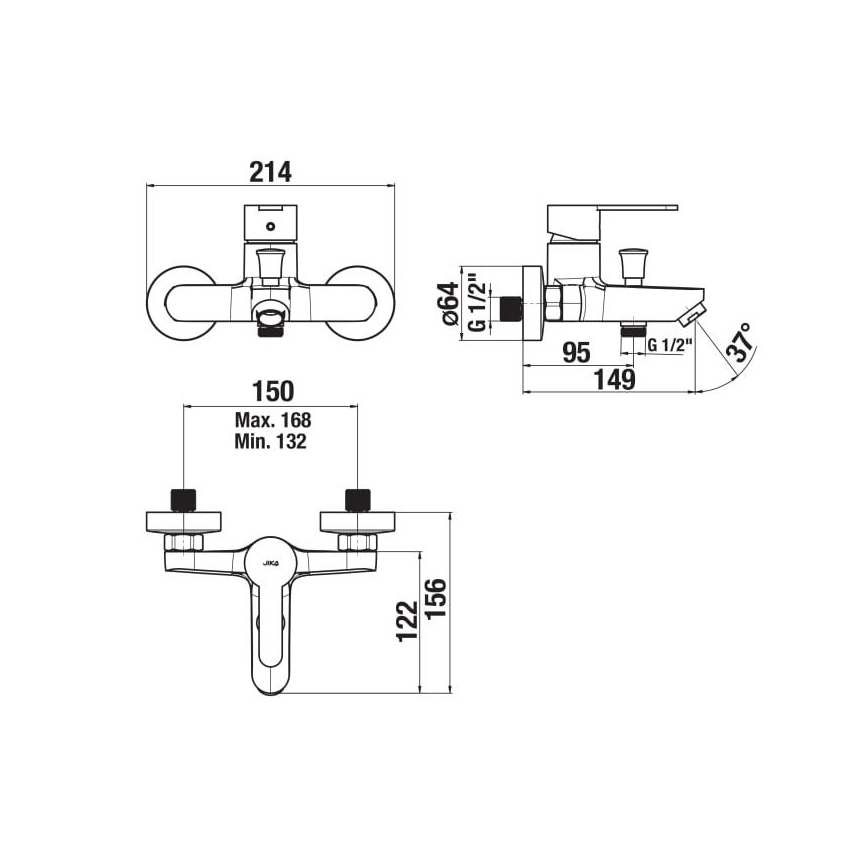 JIKA H3211Z70044001 - Baterija za kadu LYRA sjajni hrom