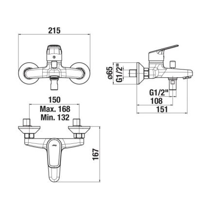 JIKA H3212E70044001 - Kupaonska baterija za kadu TALAS, sjajni hrom