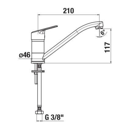 JIKA H3512E10042301 - Baterija za sudoperu LYRA 21 cm, sjajni hrom