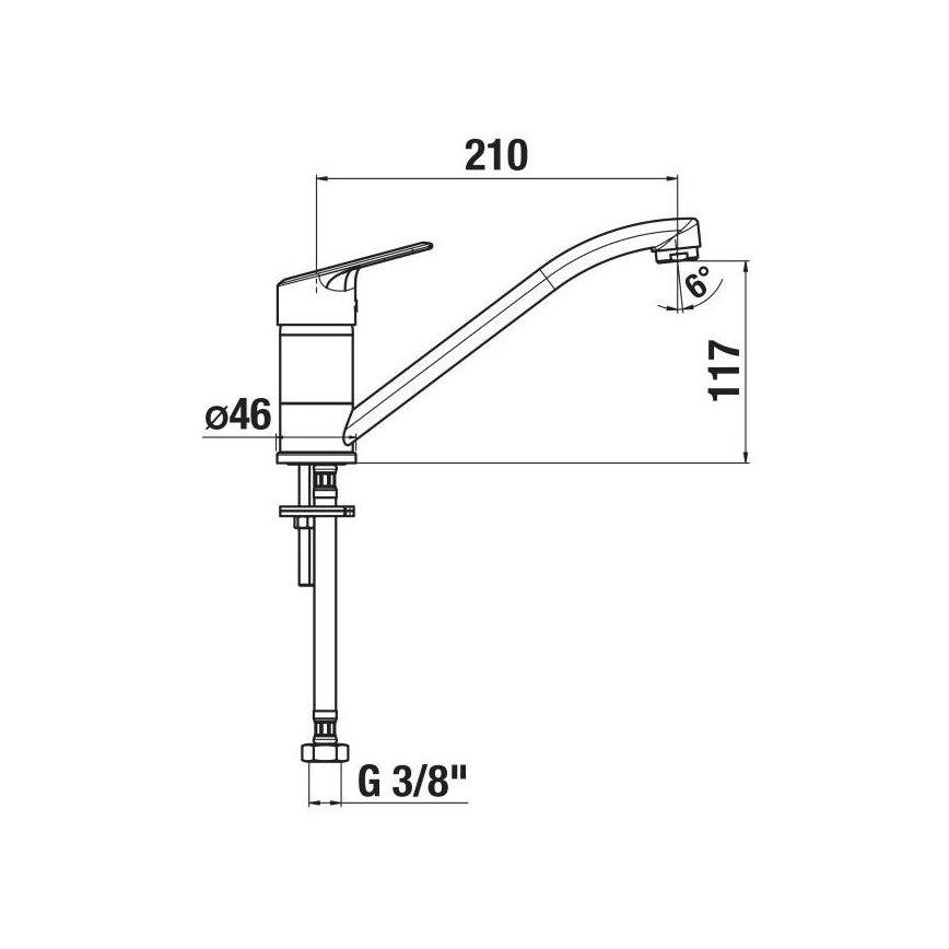 JIKA H3512E10042301 - Baterija za sudoperu LYRA 21 cm, sjajni hrom