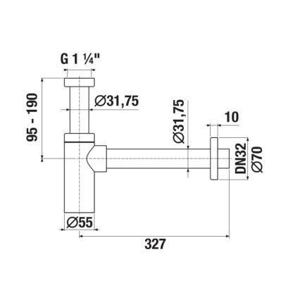 JIKA H3741R00040001 - Okrugli sifon za umivaonik RIO, sjajni hrom