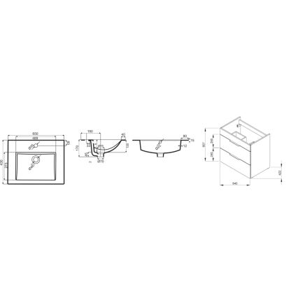 JIKA H4536021763001 - Ormarić za kupatilo sa umivaonikom CUBE 60,7x65 cm bela