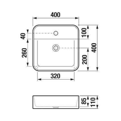 JIKA H8183610001111 - Umivaonik na ploču ASTRA 40x40 cm keramika/bela