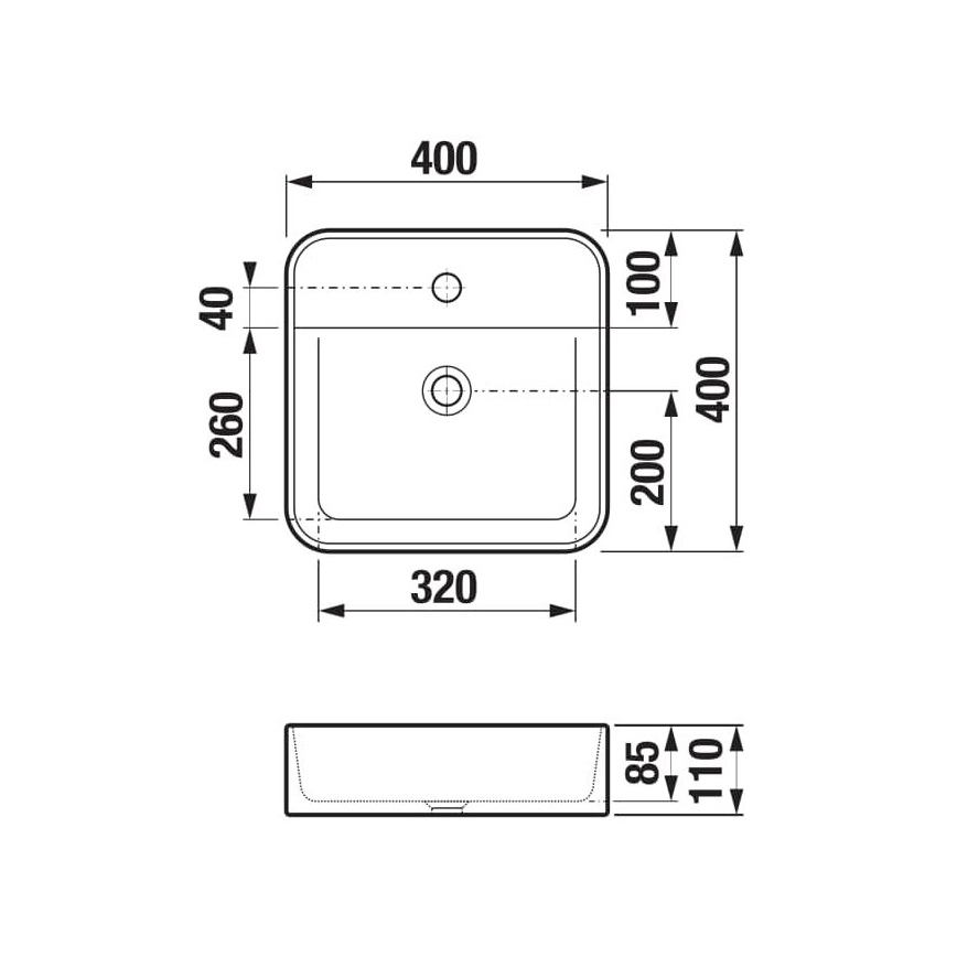 JIKA H8183610001111 - Umivaonik na ploču ASTRA 40x40 cm keramika/bela