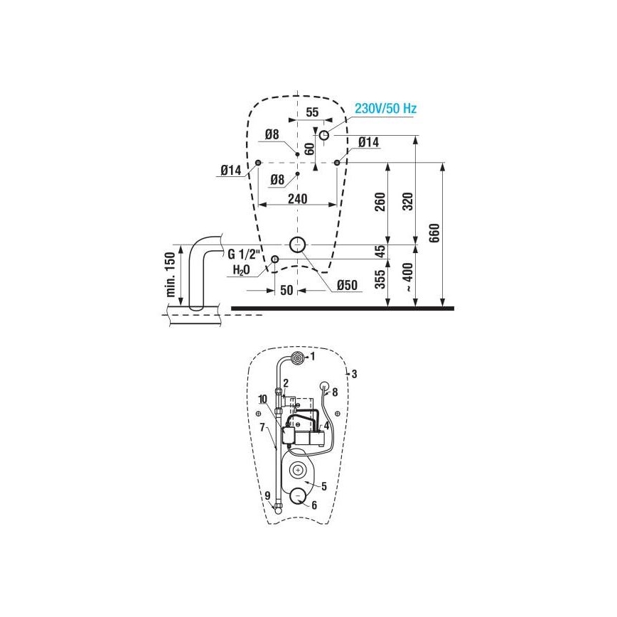 JIKA H8430700000001 - pisuar GOLEM, unutrašnji dovod, zadnji odvod, keramika/bela