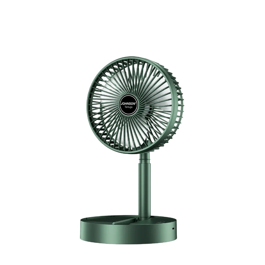 JOHNSON - Punjivi stoni ventilator TORTUGA 5W/3,7V 1200 mAh prečnik 16,5 cm zeleni