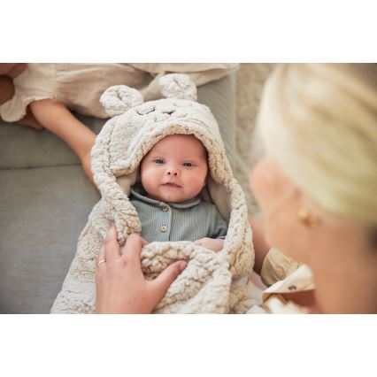 Jollein - Zavinovača od flisa Zečić 100x105 cm Nougat