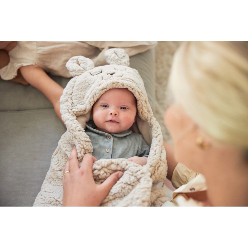 Jollein - Zavinovača od flisa Zečić 100x105 cm Nougat