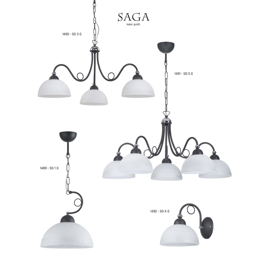 Jupiter 1492 - Zidna svetiljka SAGA 1xE27/60W/230V