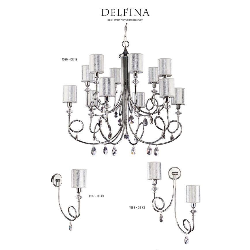 Jupiter 1598 - DE K2 CH - Zidno kristalno svetilo DELFINA 2xE14/40W
