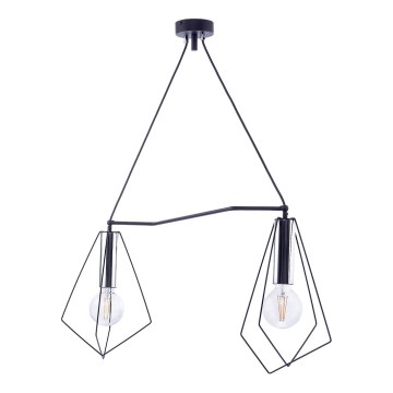 Jupiter 1662 - Luster na sajli KAIR 2xE27/60W/230V crna/sjajni hrom