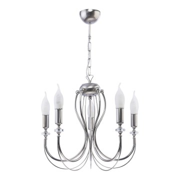 Jupiter 1688 - Luster na lancu MELANI 5xE14/40W/230V srebrne boje