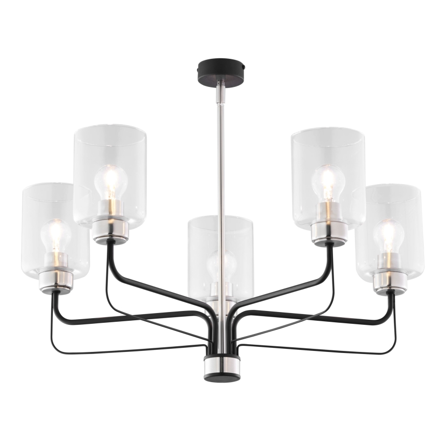 Jupiter 1884 - Luster na štangi CERES 5xE27/15W/230V mat hrom/crna