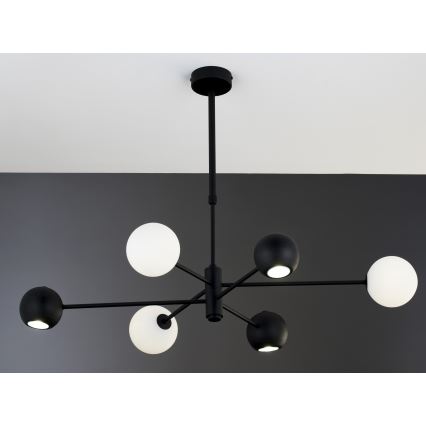 Jupiter 1997 - luster na šipci MOKA 3xGU10/10W/230V + 3xG9/10W/230V crna/bela