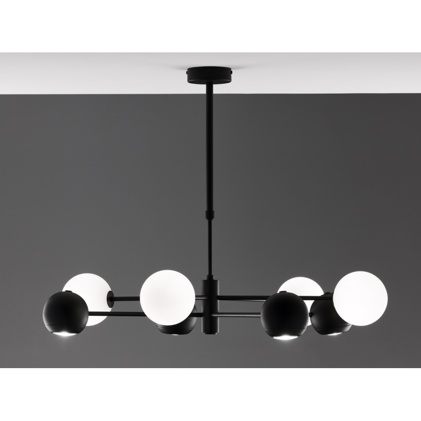 Jupiter 1998 - Luster na stalku MOKA 4xGU10/10W/230V + 4xG9/10W/230V crna/bela