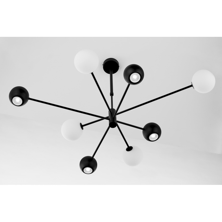 Jupiter 1998 - Luster na stalku MOKA 4xGU10/10W/230V + 4xG9/10W/230V crna/bela