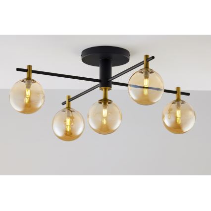 Jupiter 2032 - Plafonski luster FIGARO 5xG9/10W/230V crna/zlatna/bež