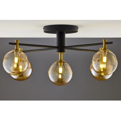 Jupiter 2032 - Plafonski luster FIGARO 5xG9/10W/230V crna/zlatna/bež