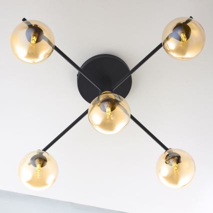 Jupiter 2032 - Plafonski luster FIGARO 5xG9/10W/230V crna/zlatna/bež