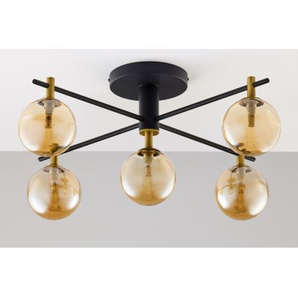 Jupiter 2032 - Plafonski luster FIGARO 5xG9/10W/230V crna/zlatna/bež