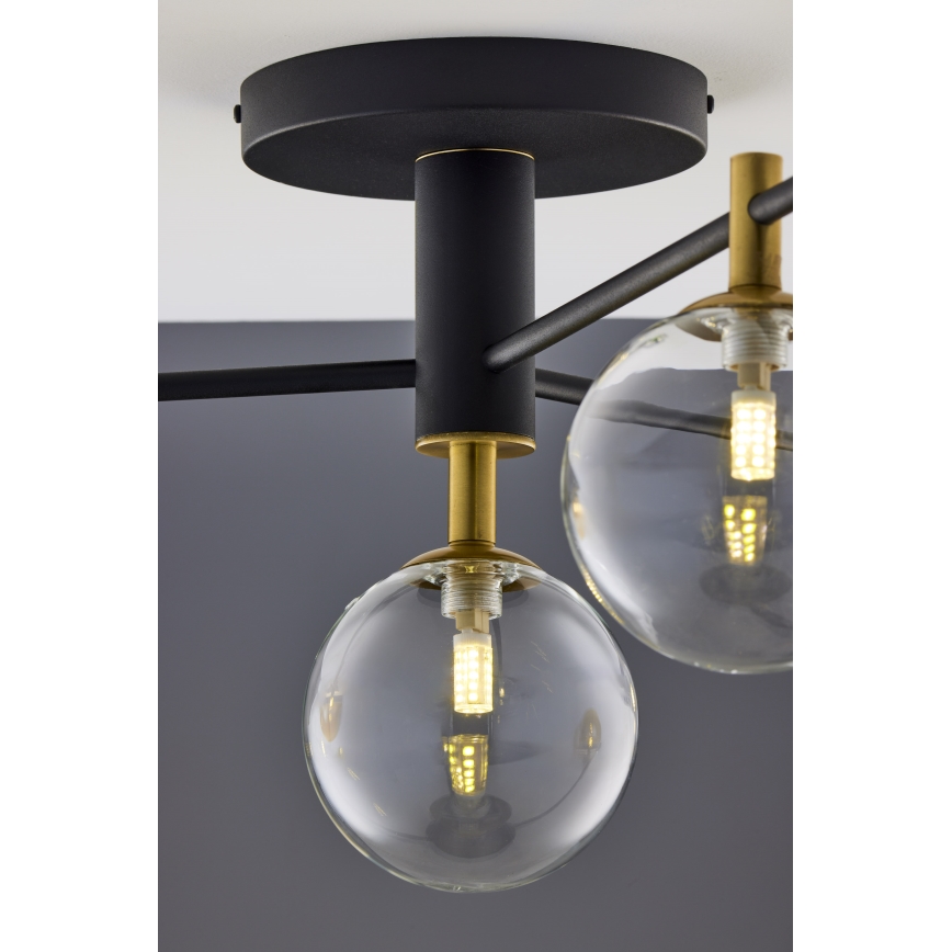 Jupiter 2034 - Plafonski luster FIGARO 4xG9/10W/230V crna/zlatna/bež/prozirna