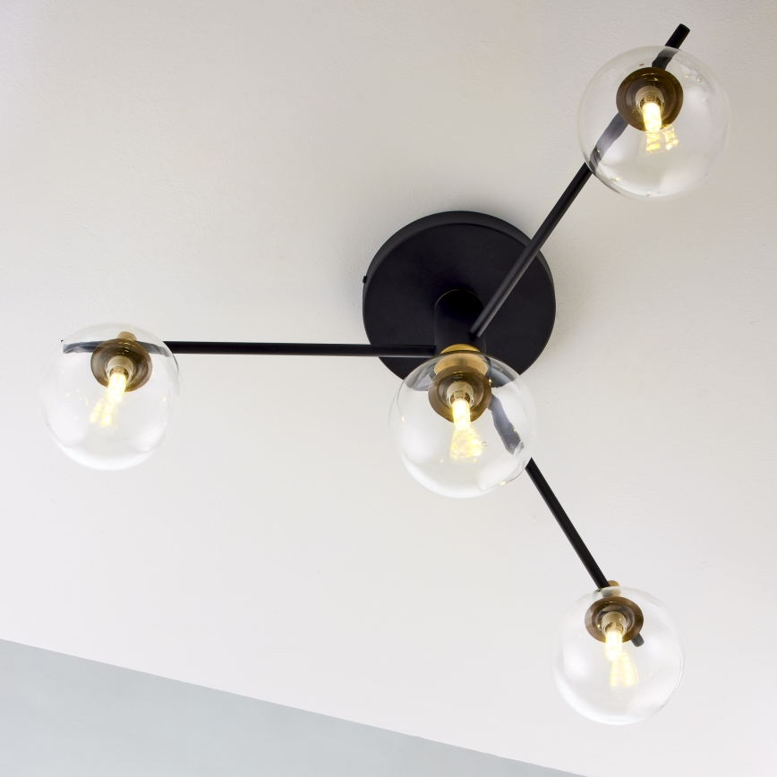 Jupiter 2034 - Plafonski luster FIGARO 4xG9/10W/230V crna/zlatna/bež/prozirna