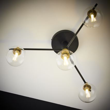 Jupiter 2034 - Plafonski luster FIGARO 4xG9/10W/230V crna/zlatna/bež/prozirna