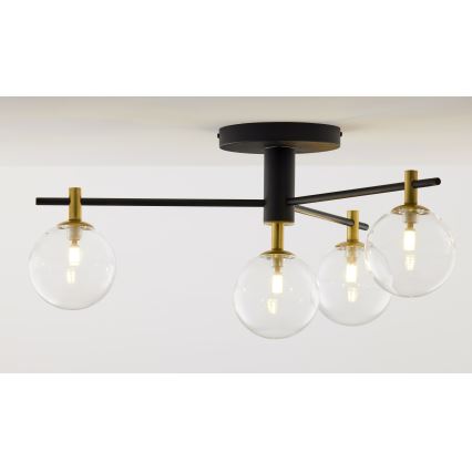 Jupiter 2034 - Plafonski luster FIGARO 4xG9/10W/230V crna/zlatna/bež/prozirna