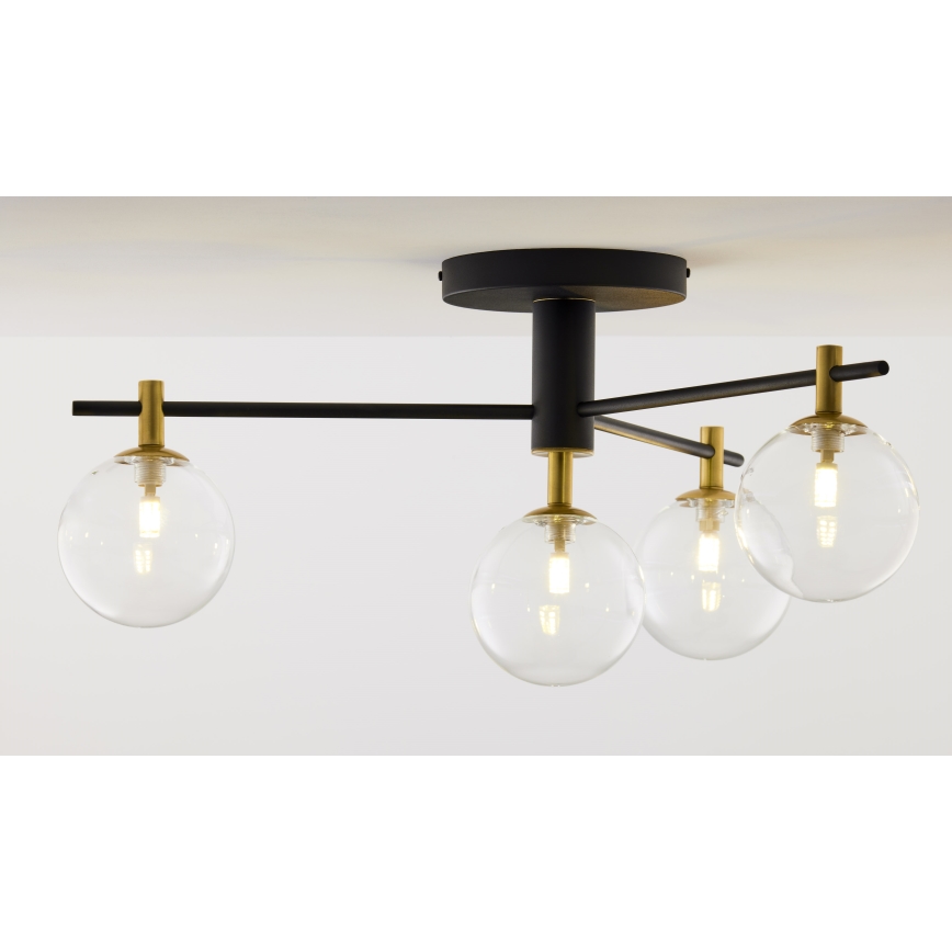 Jupiter 2034 - Plafonski luster FIGARO 4xG9/10W/230V crna/zlatna/bež/prozirna