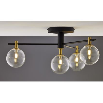 Jupiter 2034 - Plafonski luster FIGARO 4xG9/10W/230V crna/zlatna/bež/prozirna