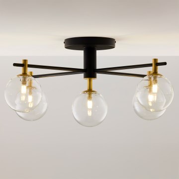 Jupiter 2035 - Plafonski luster FIGARO 5xG9/10W/230V crna/zlatna/bež/prozirna