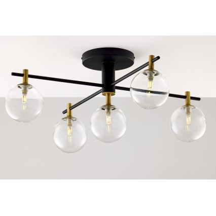 Jupiter 2035 - Plafonski luster FIGARO 5xG9/10W/230V crna/zlatna/bež/prozirna