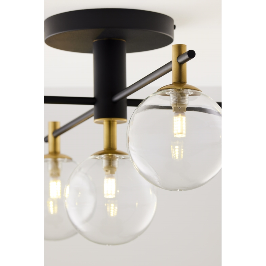 Jupiter 2035 - Plafonski luster FIGARO 5xG9/10W/230V crna/zlatna/bež/prozirna