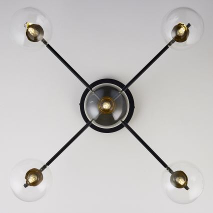 Jupiter 2035 - Plafonski luster FIGARO 5xG9/10W/230V crna/zlatna/bež/prozirna
