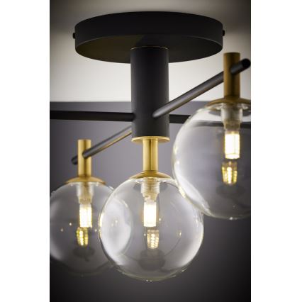 Jupiter 2035 - Plafonski luster FIGARO 5xG9/10W/230V crna/zlatna/bež/prozirna