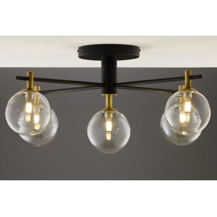 Jupiter 2035 - Plafonski luster FIGARO 5xG9/10W/230V crna/zlatna/bež/prozirna