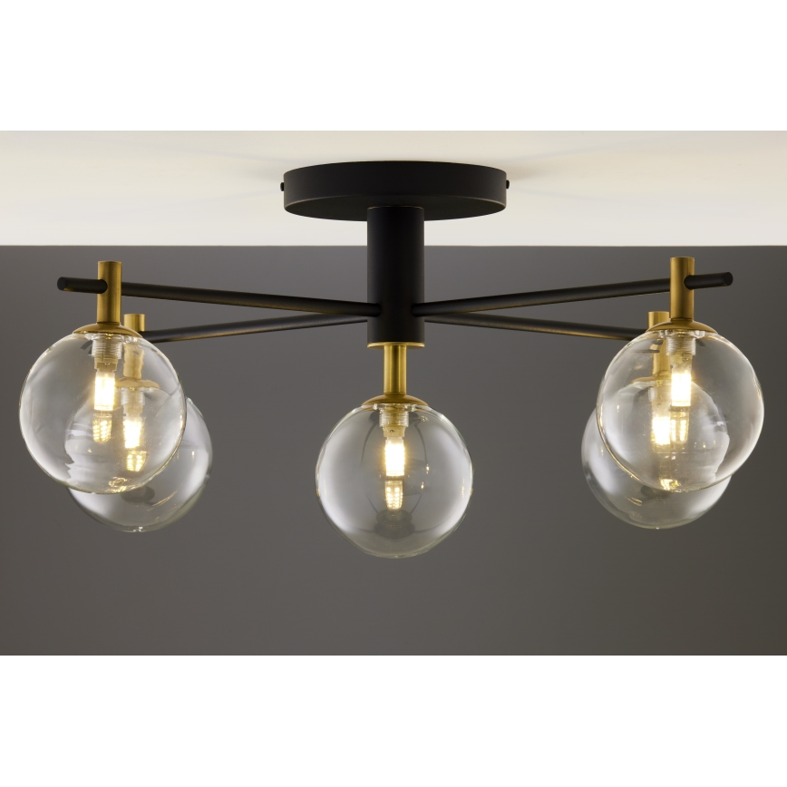 Jupiter 2035 - Plafonski luster FIGARO 5xG9/10W/230V crna/zlatna/bež/prozirna