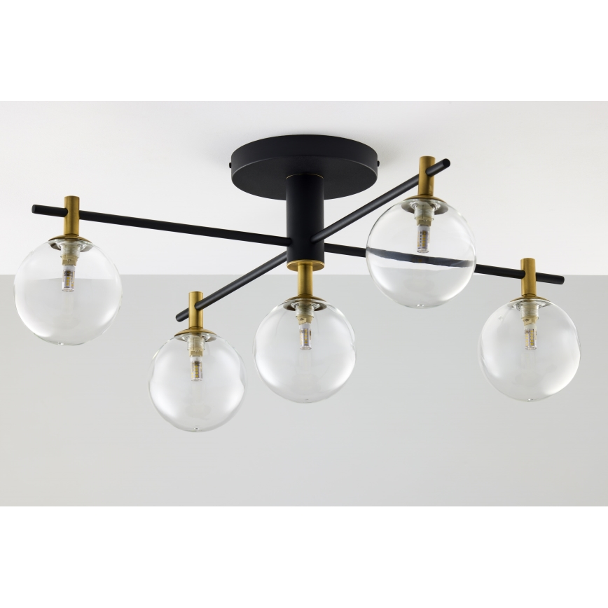 Jupiter 2035 - Plafonski luster FIGARO 5xG9/10W/230V crna/zlatna/bež/prozirna