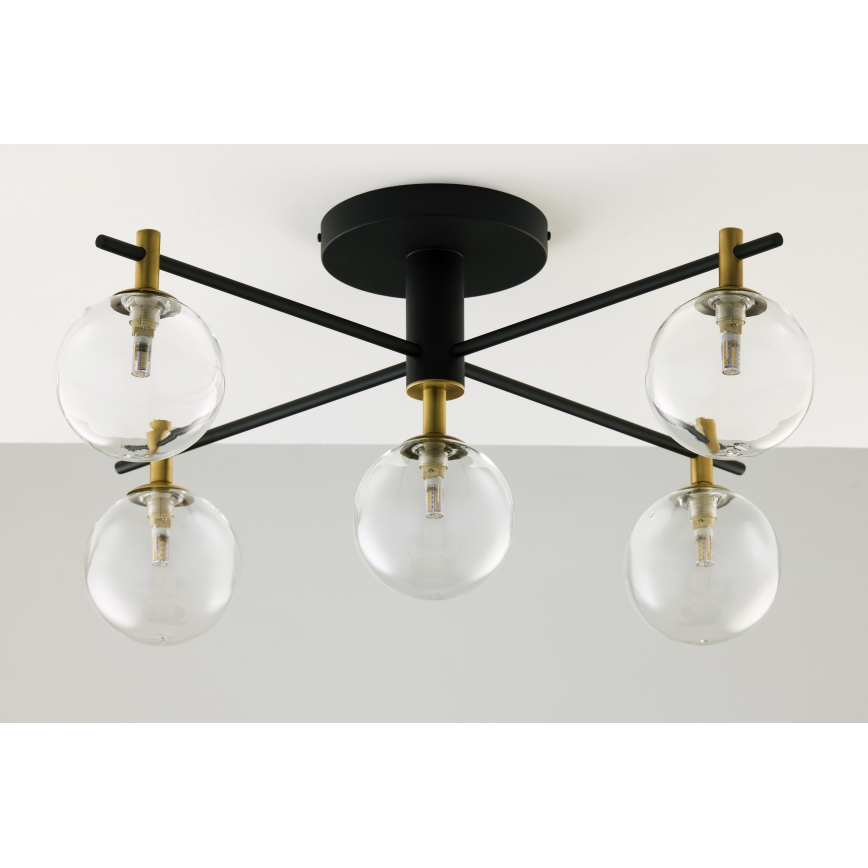 Jupiter 2035 - Plafonski luster FIGARO 5xG9/10W/230V crna/zlatna/bež/prozirna
