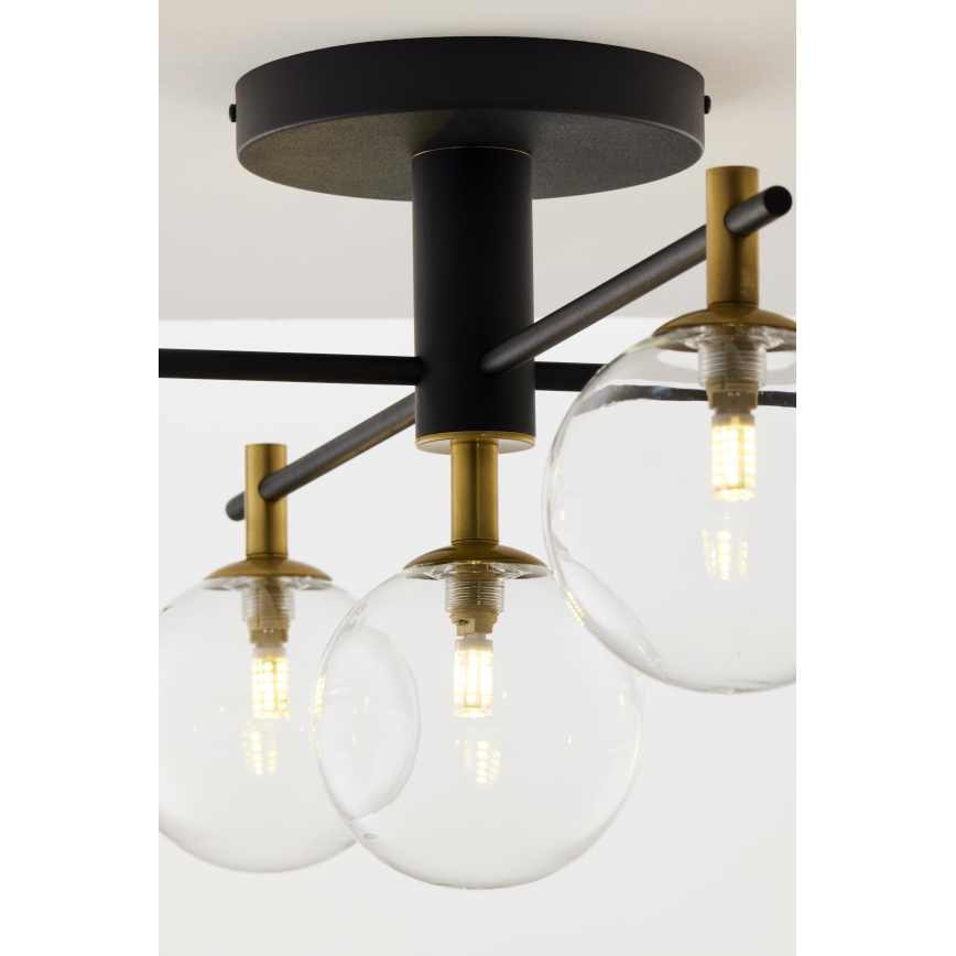 Jupiter 2035 - Plafonski luster FIGARO 5xG9/10W/230V crna/zlatna/bež/prozirna