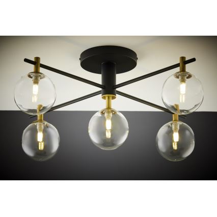 Jupiter 2035 - Plafonski luster FIGARO 5xG9/10W/230V crna/zlatna/bež/prozirna