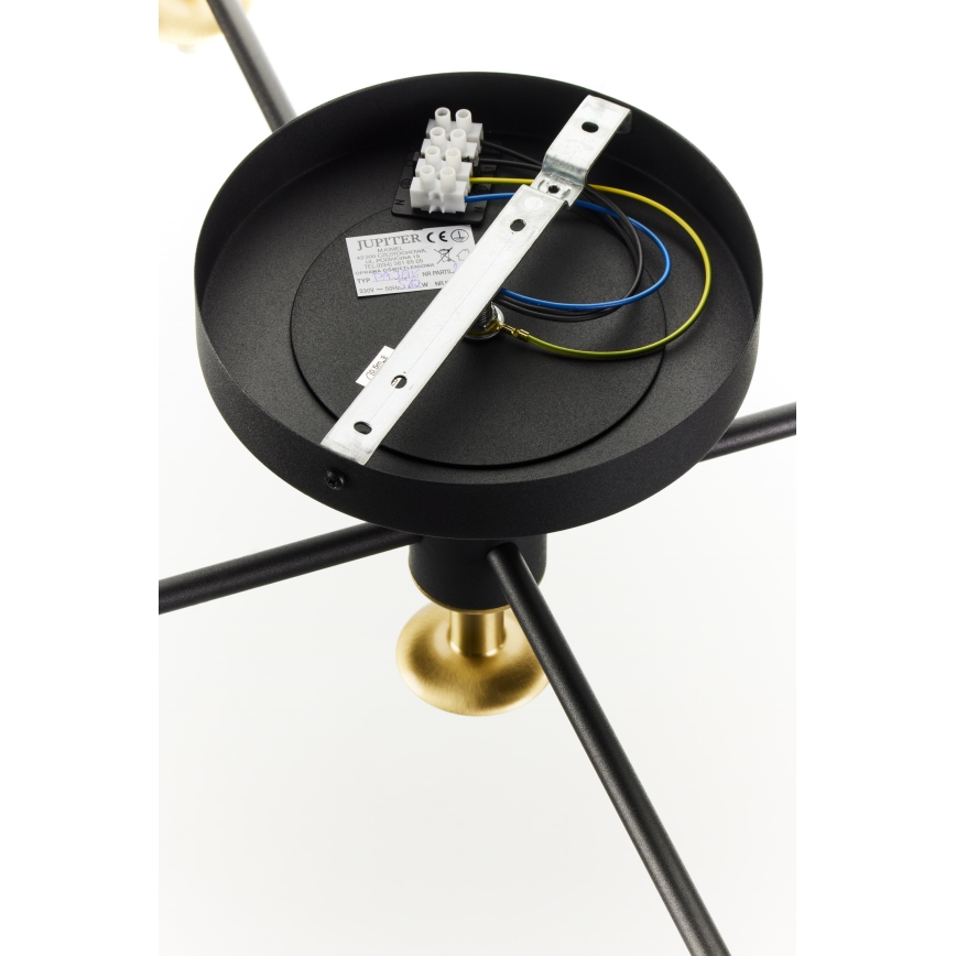 Jupiter 2035 - Plafonski luster FIGARO 5xG9/10W/230V crna/zlatna/bež/prozirna