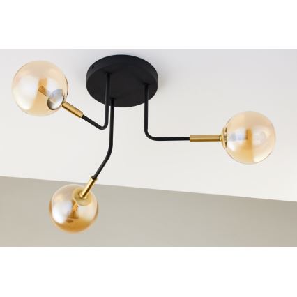 Jupiter 2037 - Luster na šipci BURANO 3xG9/10W/230V crna/zlatna/bež