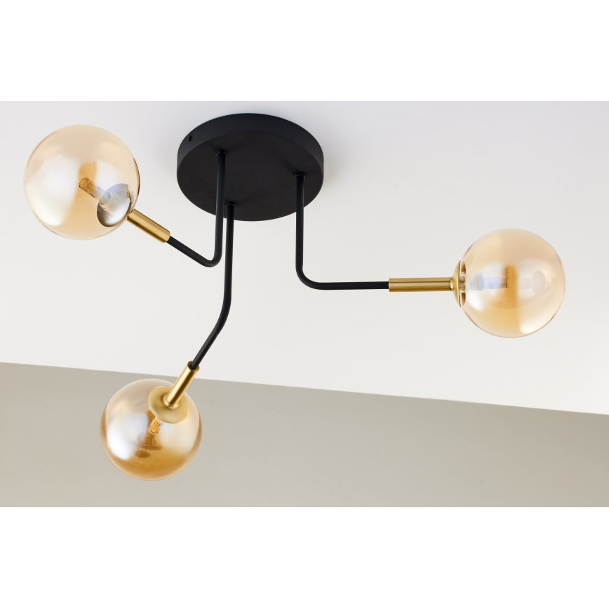 Jupiter 2037 - Luster na šipci BURANO 3xG9/10W/230V crna/zlatna/bež