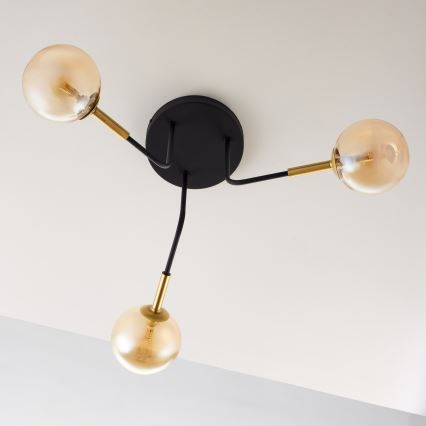 Jupiter 2037 - Luster na šipci BURANO 3xG9/10W/230V crna/zlatna/bež