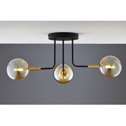 Jupiter 2037 - Luster na šipci BURANO 3xG9/10W/230V crna/zlatna/bež