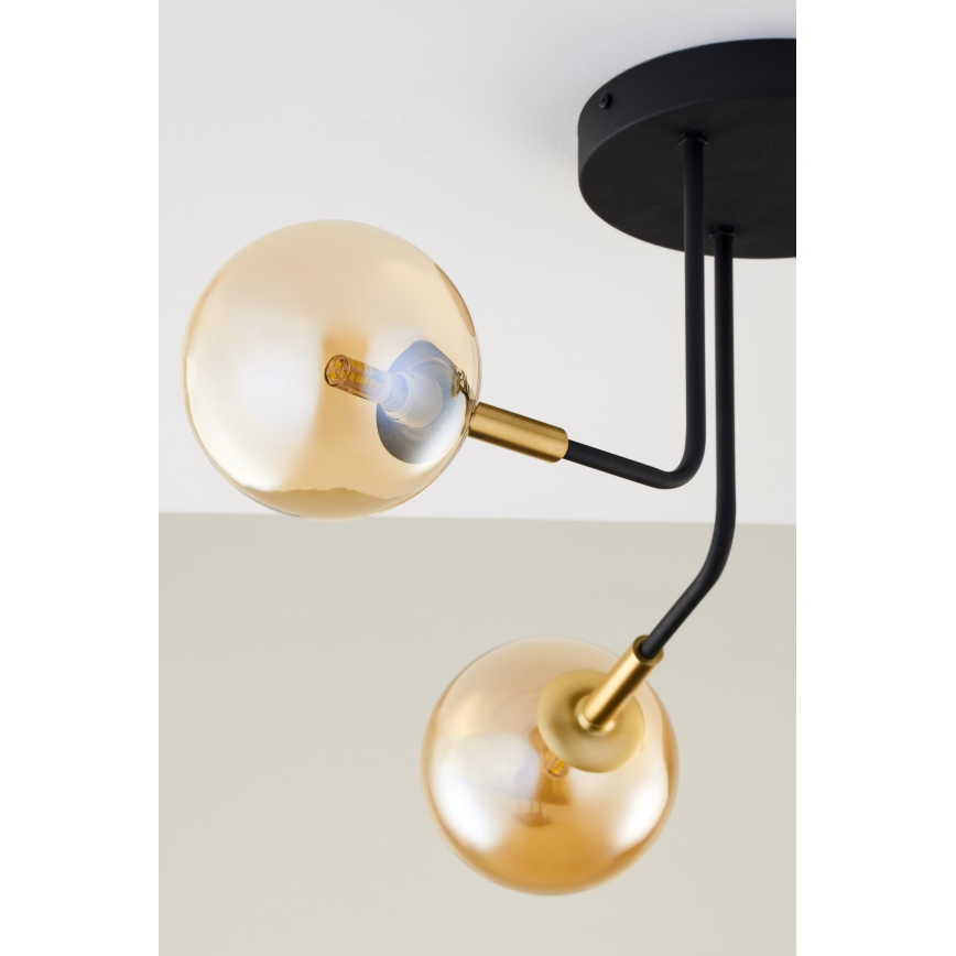 Jupiter 2037 - Luster na šipci BURANO 3xG9/10W/230V crna/zlatna/bež