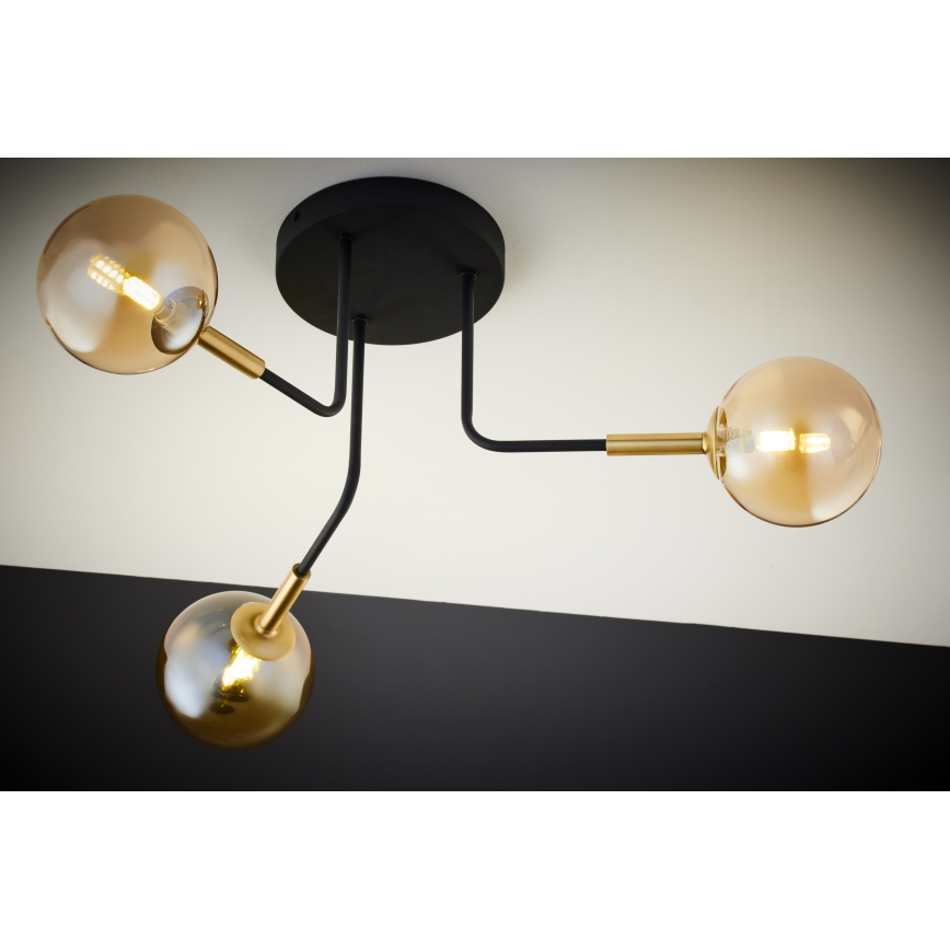 Jupiter 2037 - Luster na šipci BURANO 3xG9/10W/230V crna/zlatna/bež